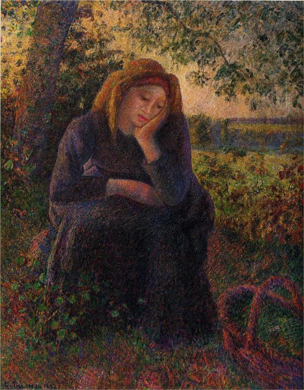 Seated Peasant - Camille Pissarro Paintings